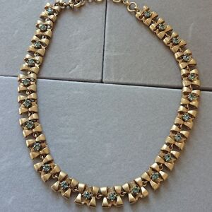 J. Crew metal bow with blue crystal necklaces